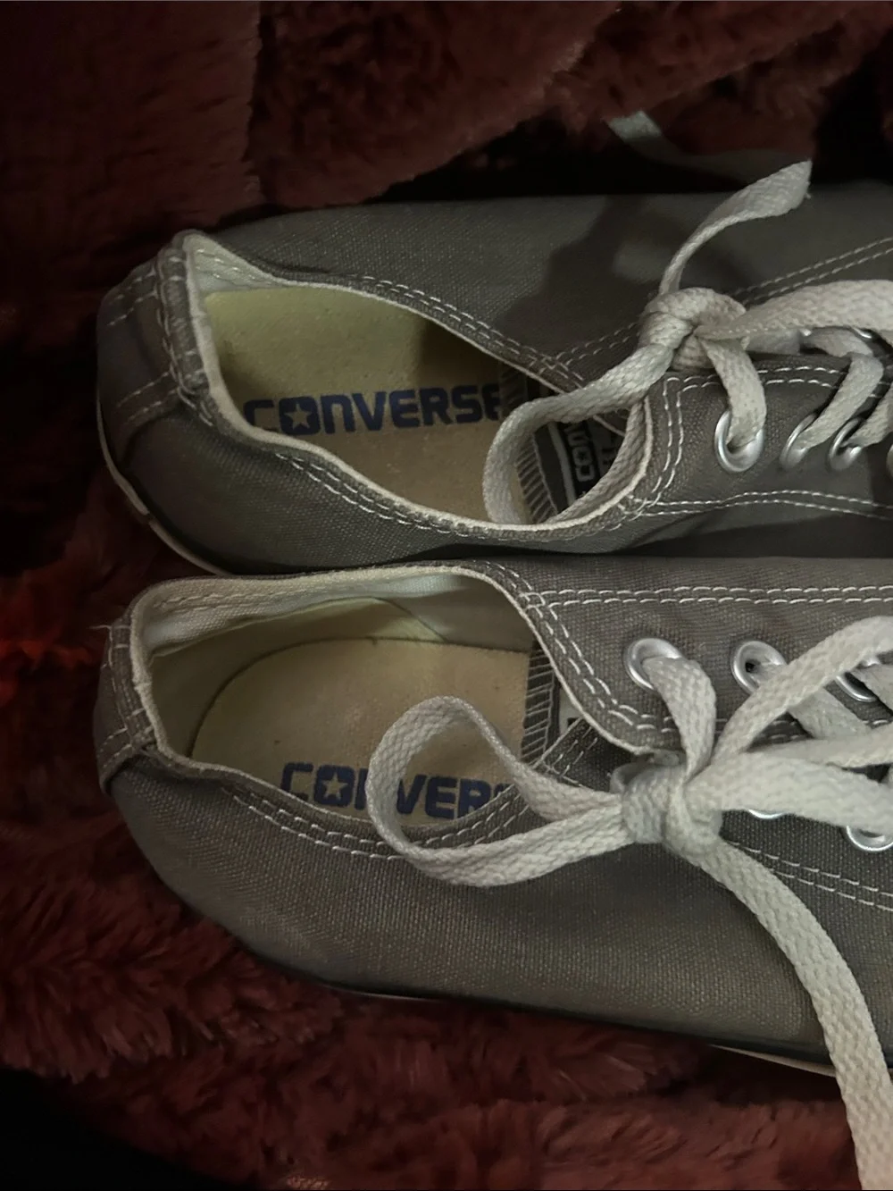 Converse Gray Canvas Low Top Sneakers with White Toecaps - Picture 8 of 10